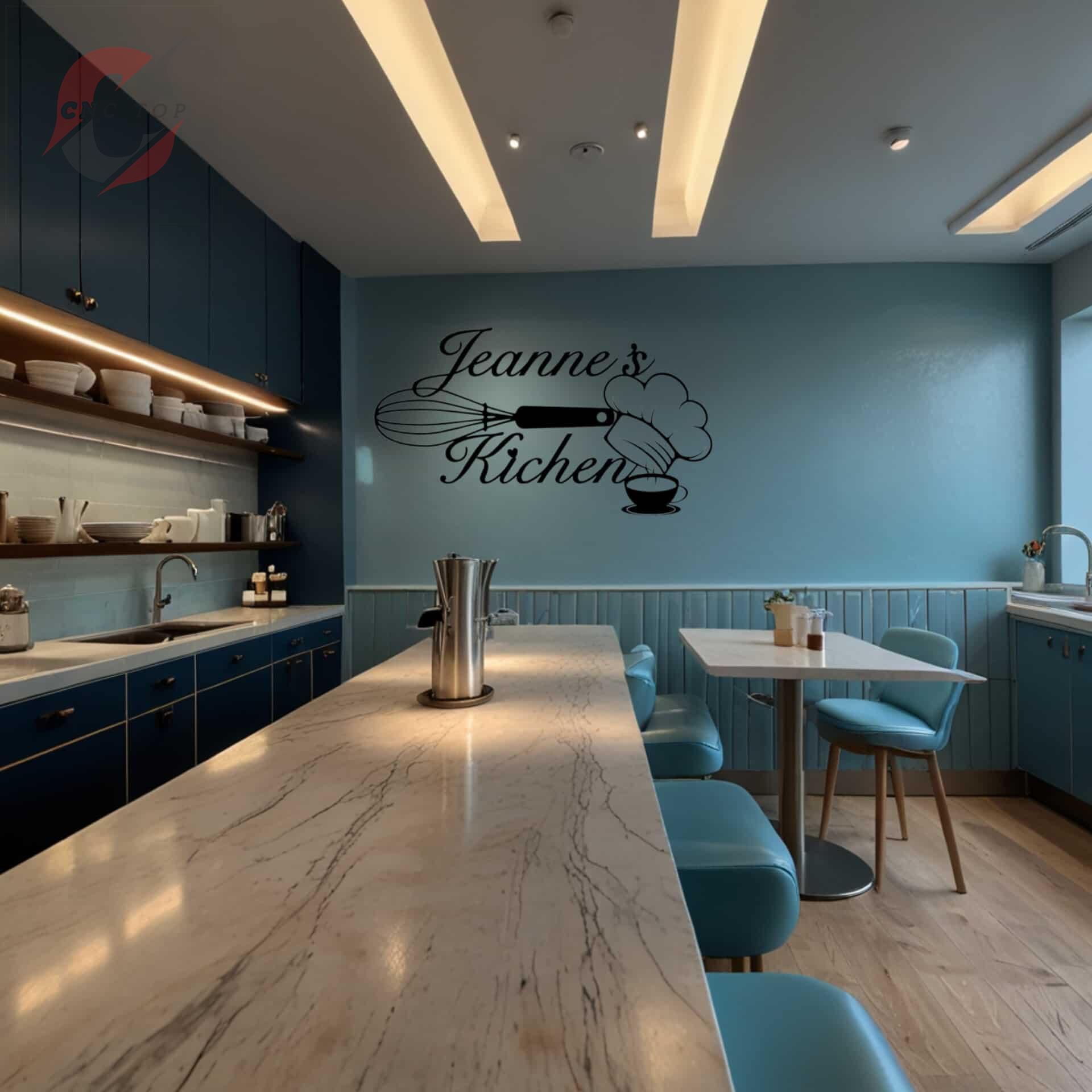 تابلو دیواری CNC لوگو آشپز با نوشته نام شما + kitchen 