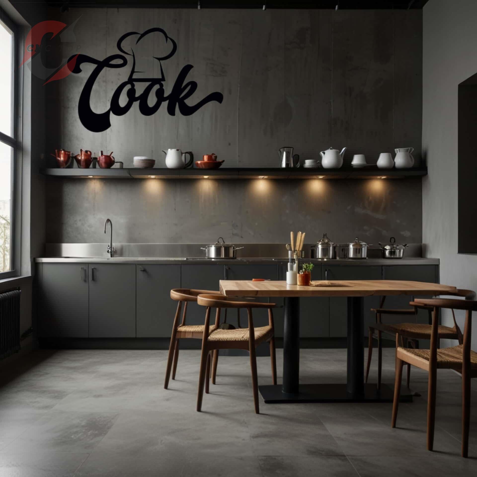 تابلو دیواری CNC لوگو آشپز با نوشته cook 