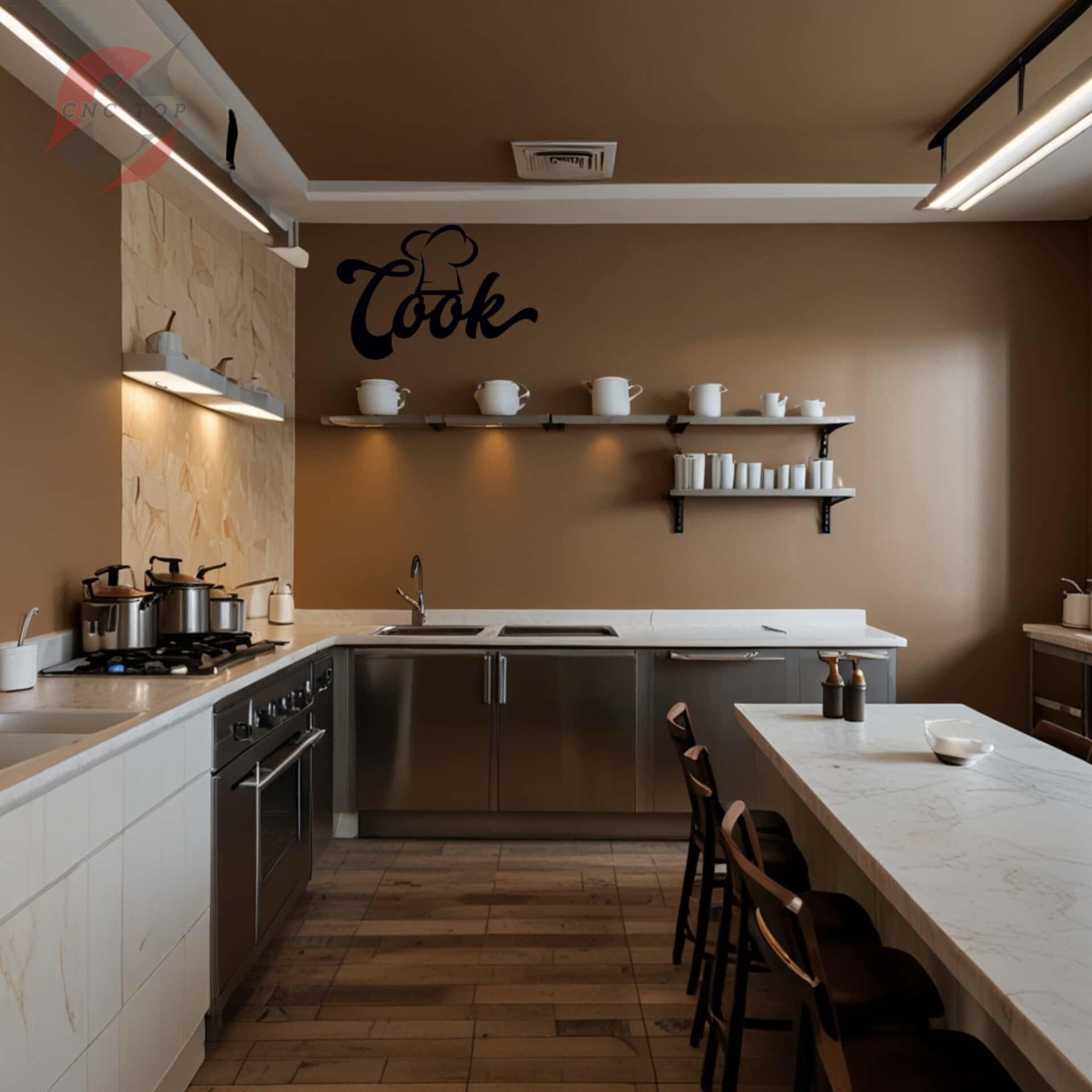 تابلو دیواری CNC لوگو آشپز با نوشته cook 