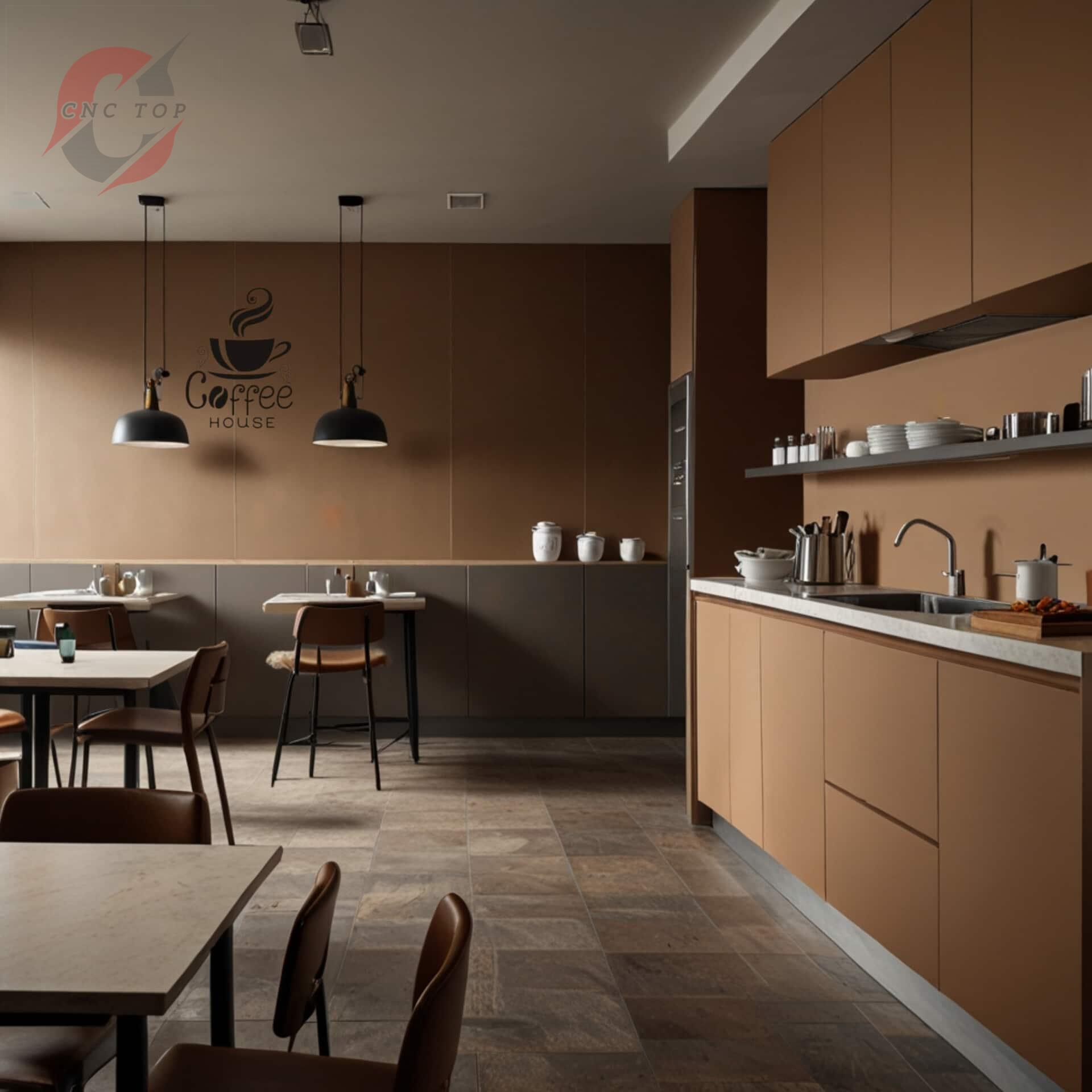 تابلو دیواری CNC فنجون قهوه با نوشته Coffee House 