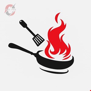 تابلو دیواری CNC طرح ماهیتابه و آتش