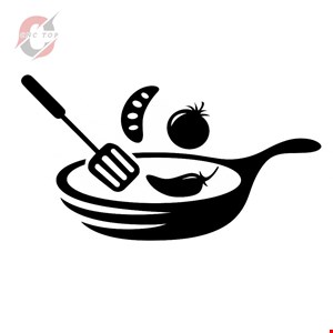 تابلو دیواری CNC طرح ماهیتابه در حال سرخ کردن سبزیجات
