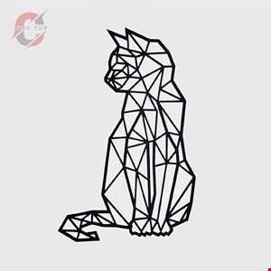 تابلو دیواری CNC طرح گربه هندسی