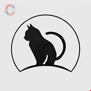 تابلو دیواری CNC طرح گربه در دایره