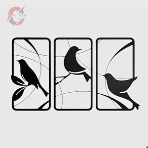 تابلو دیواری CNC طرح سه پرنده