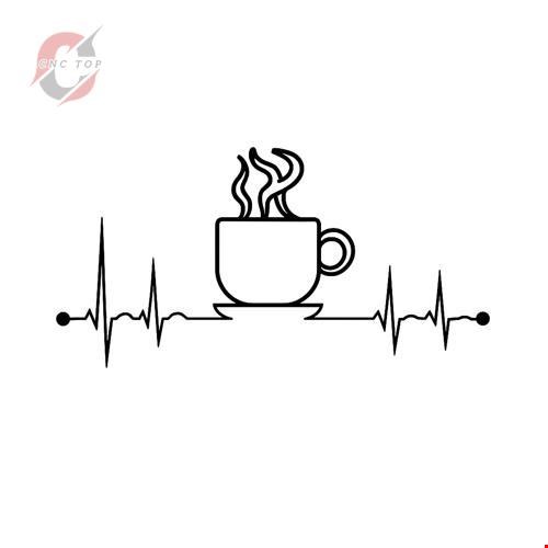 تابلو دیواری CNC طرح ضربان قلب و فنجون قهوه