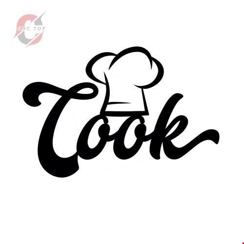 تابلو دیواری CNC طرح لوگو آشپز با نوشته cook