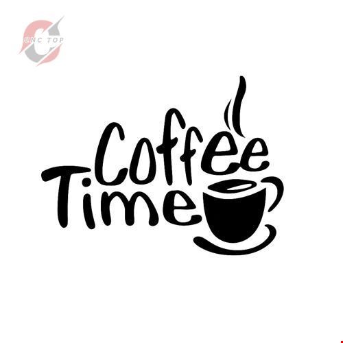 تابلو دیواری CNC طرح فنجون قهوه با نوشته coffee time
