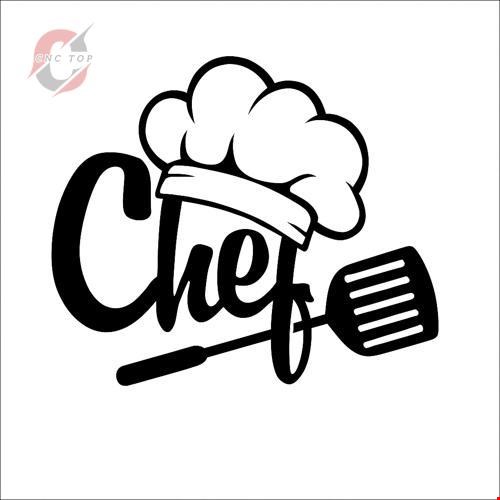 تابلو دیواری CNC طرح لوگو آشپز با نوشته Chef