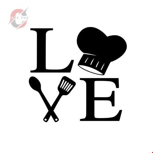 تابلو دیواری CNC طرح لوگو آشپز با نوشته LOVE