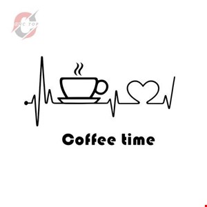 تابلو دیواری CNC طرح ضربان قلب و فنجون قهوه با نوشته Coffee time