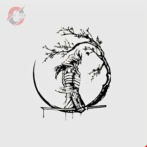 تابلو دیواری CNC طرح شوگان ایستاده کنار درخت ساکورا